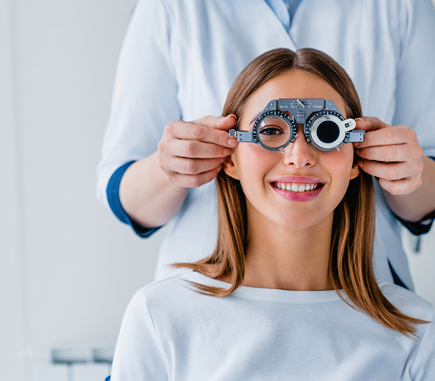 woman receiving eye exam