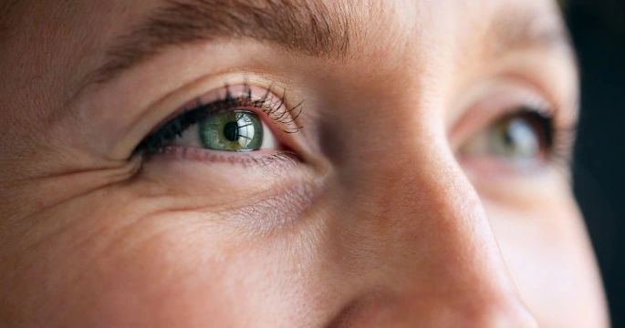 close up of woman's eyes
